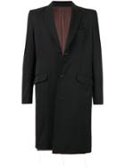 Sulvam Distressed Single-breasted Coat - Black