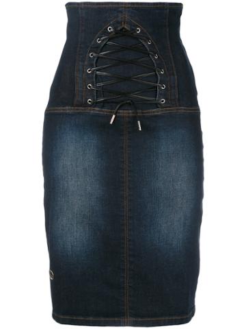 Philipp Plein - Aquilegia Pencil Skirt - Women - Cotton/spandex/elastane - Xs, Blue, Cotton/spandex/elastane