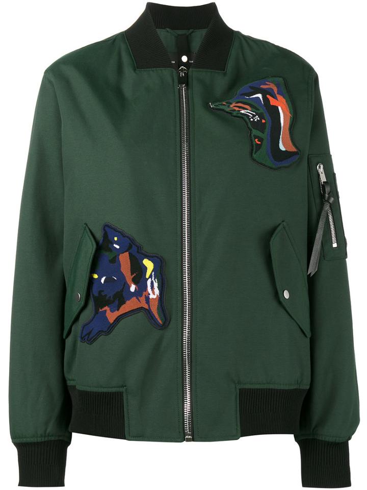 Proenza Schouler - Patch Embellished Bomber Jacket - Women - Cotton/polyamide/polyester/viscose - 2, Green, Cotton/polyamide/polyester/viscose
