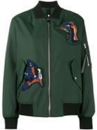 Proenza Schouler - Patch Embellished Bomber Jacket - Women - Cotton/polyamide/polyester/viscose - 2, Green, Cotton/polyamide/polyester/viscose