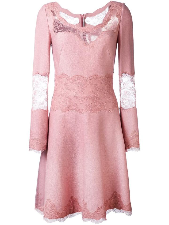 Ermanno Scervino Lace Trim Dress, Women's, Size: 42, Pink/purple, Silk/polyamide/viscose/wool