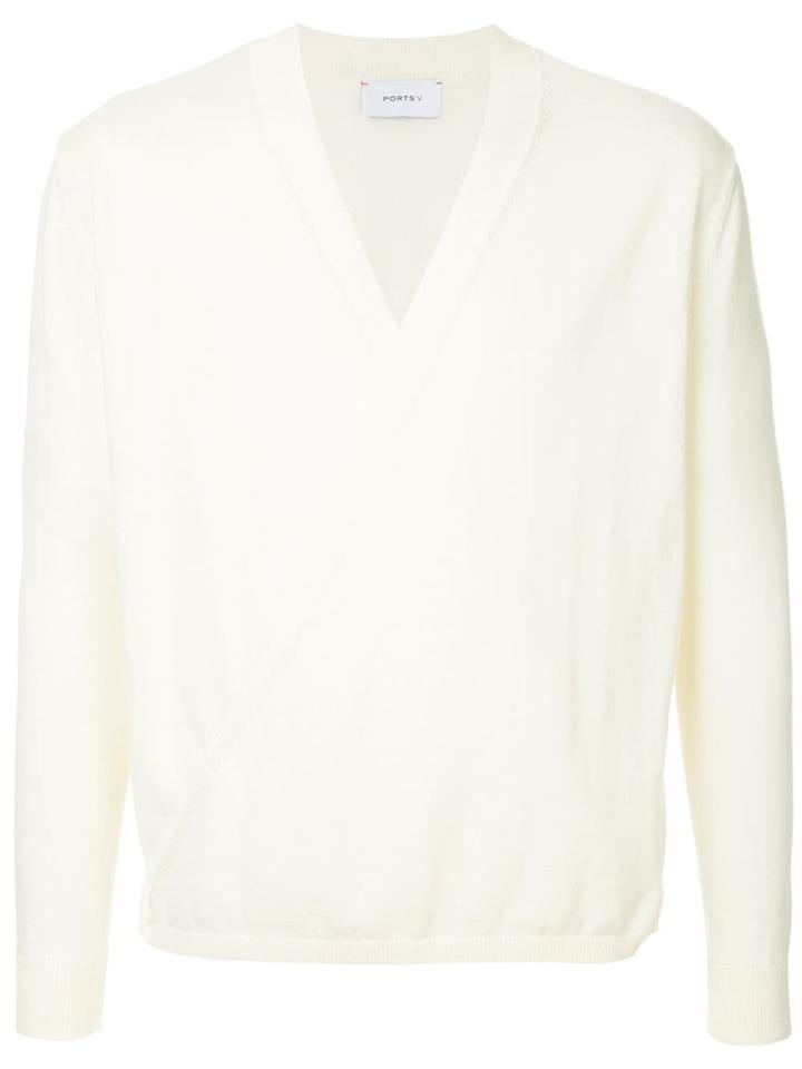 Ports V Wrap-effect Sweater - White