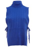 Maison Margiela Tie Ribbed Tank Top, Women's, Size: Large, Blue, Polyamide/viscose/cashmere/wool