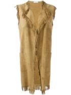 P.a.r.o.s.h. Frayed Edge Vest, Women's, Size: Small, Nude/neutrals, Leather