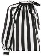 Msgm Striped One-sleeve Blouse - Black