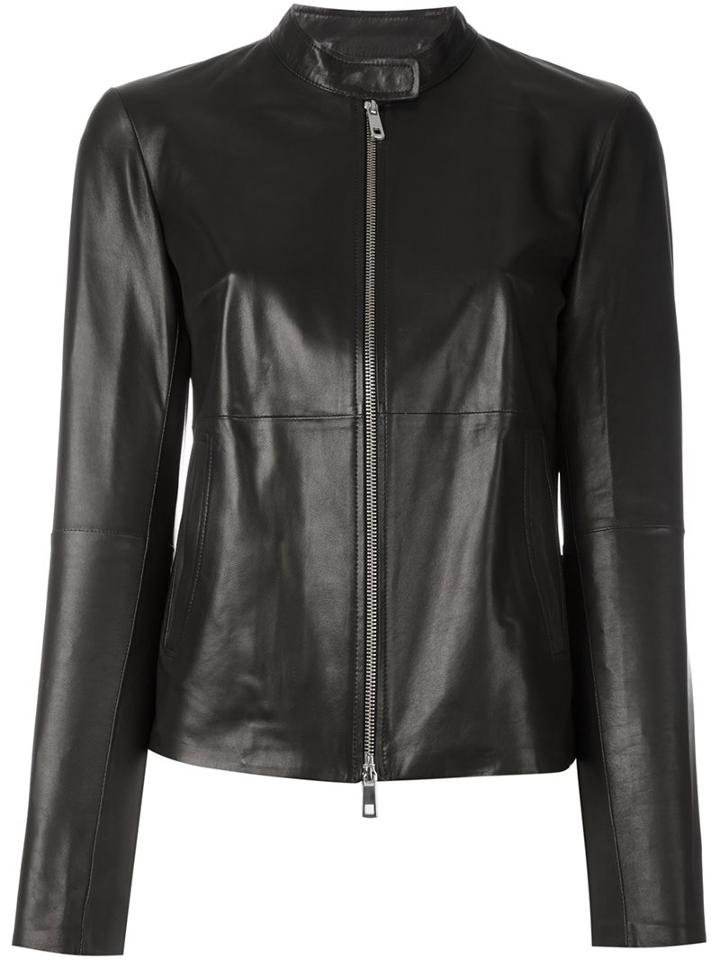 Desa 1972 Band Collar Jacket, Women's, Size: 0, Black, Nappa Leather