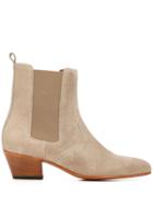 Closed Block Heel Ankle Boots - Neutrals