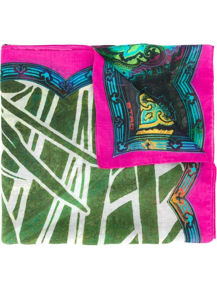 Etro Paisley Print Scarf, Adult Unisex, Green, Linen/flax/modal