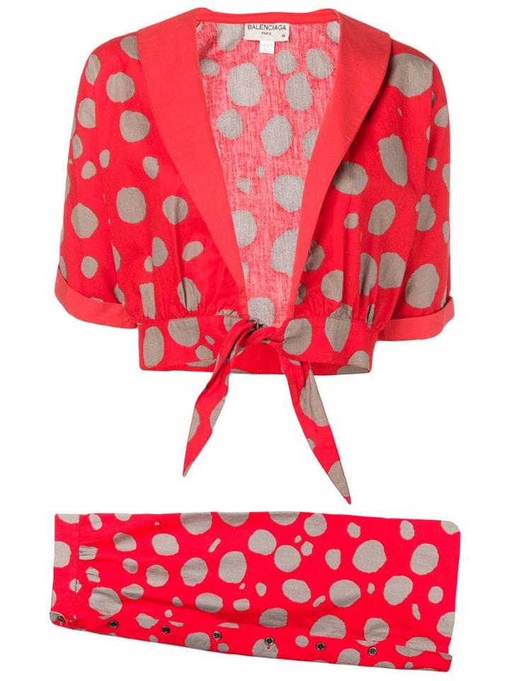 Balenciaga Pre-owned 1980's Dotted Print Set - Red