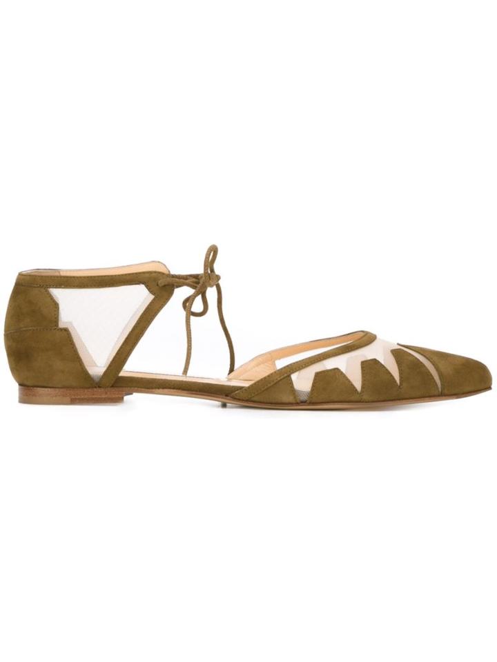 Bionda Castana Denni Ballerinas, Women's, Size: 38, Green, Nylon/kid Leather/calf Suede