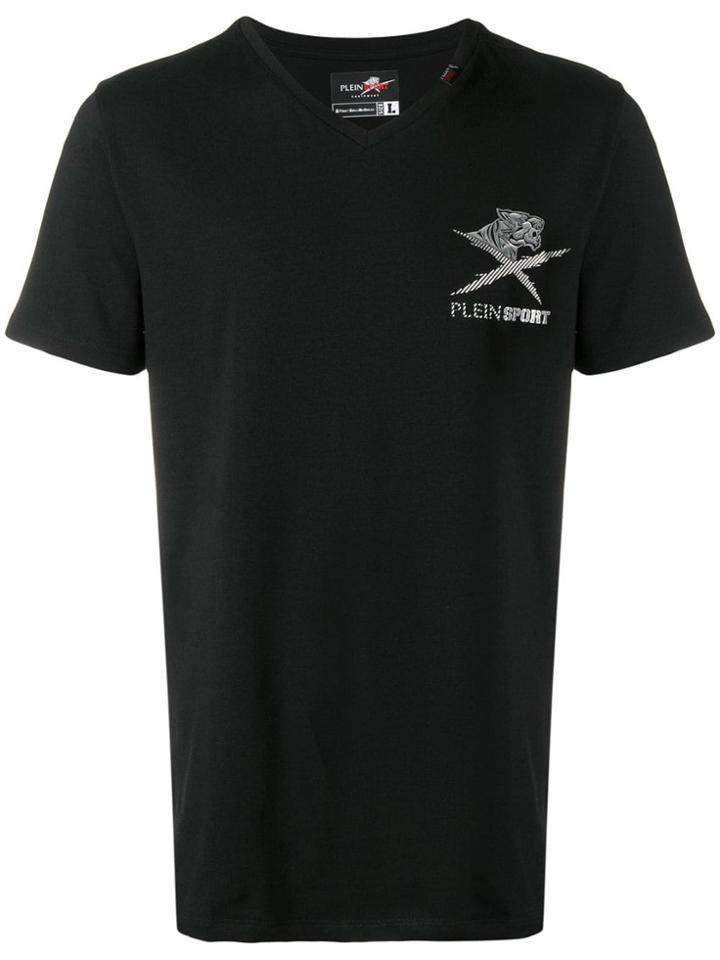 Plein Sport V-neck Crest T-shirt - Black