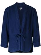 Gold / Toyo Enterprise - Herringbone Kimono Shirt - Men - Linen/flax - L, Blue, Linen/flax