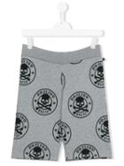 Philipp Plein Kids - Skull Print Shorts - Kids - Cotton - 14 Yrs, Boy's, Grey