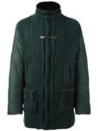 Baldinini Zip Up Padded Coat, Men's, Size: 54, Green, Cotton/feather Down/polyamide/lamb Nubuck Leather