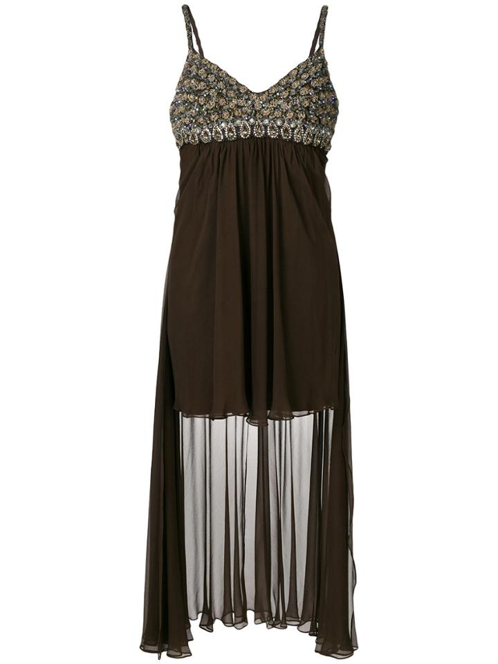 William Vintage Sheer Beaded Dress - Brown