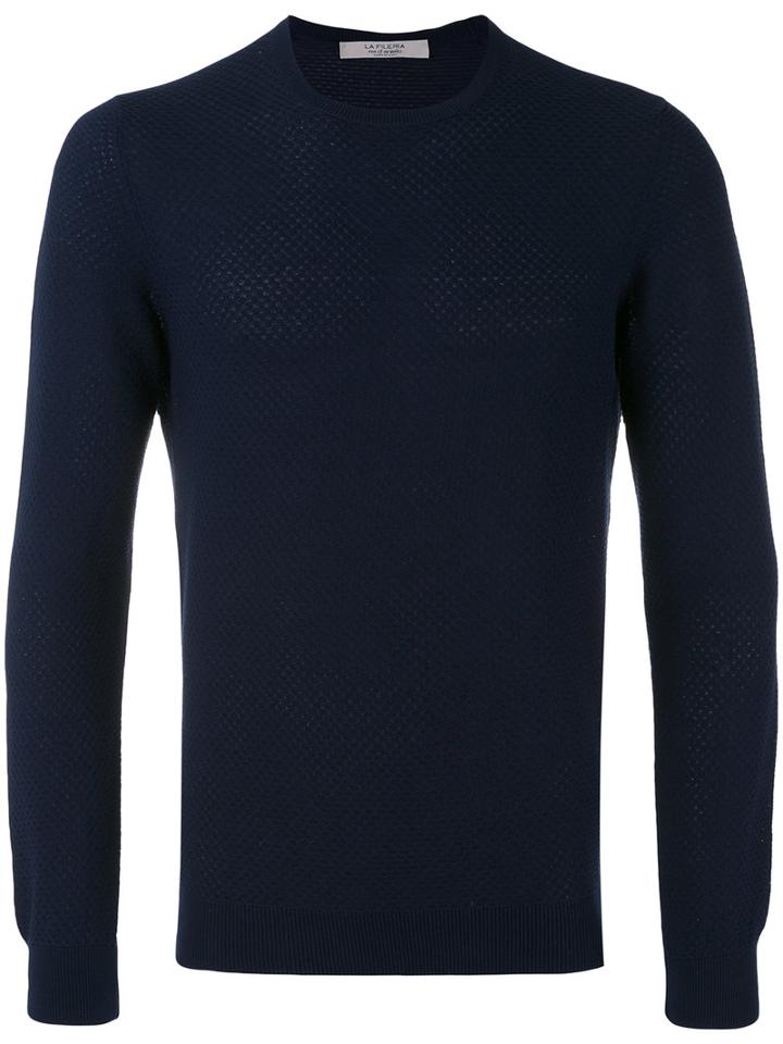 La Fileria For D'aniello - Textured Knit Jumper - Men - Cotton - 50, Blue, Cotton