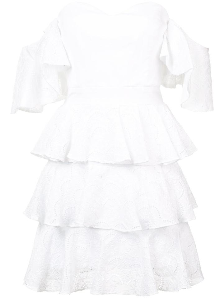 Caroline Constas Cold Shoulder Tiered Dress - White