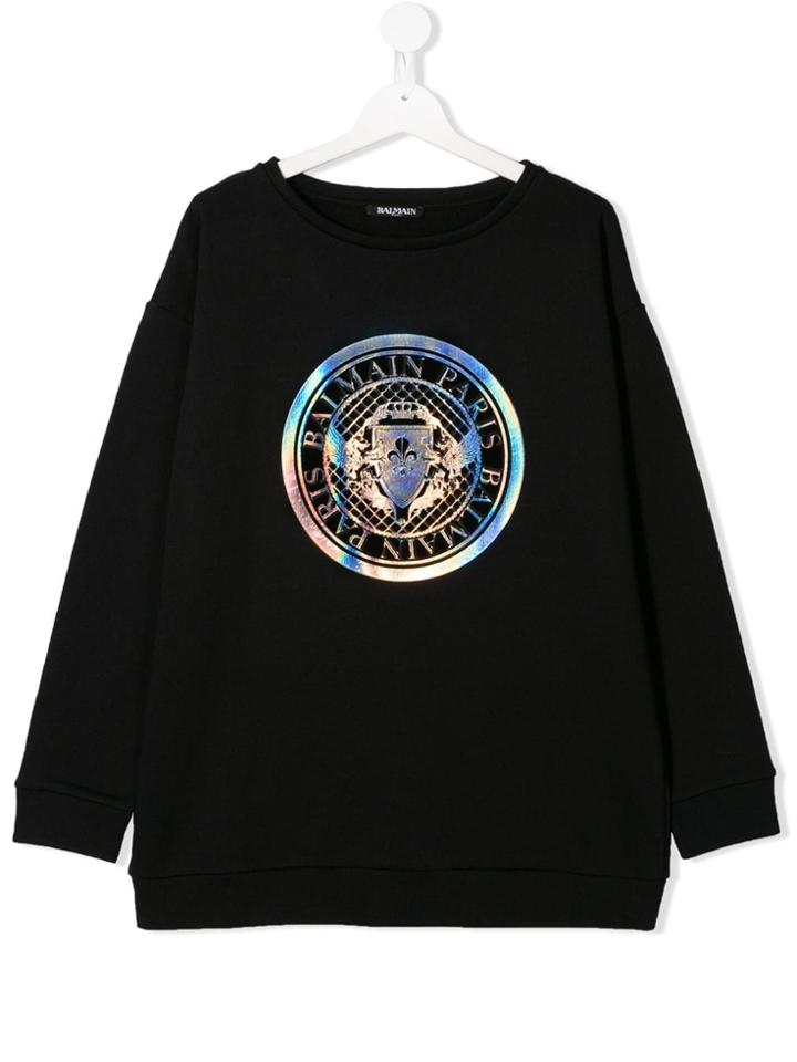 Balmain Kids Teen Hologram Logo Sweatshirt - Black