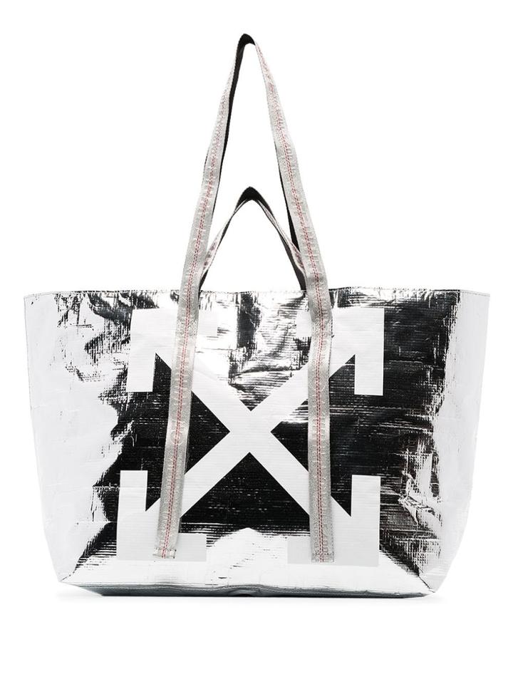 Off-white Arrow Logo Tote - Silver