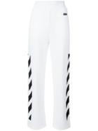 Off-white Stripe Print Sweat Pants, Women's, Size: Xs, White, Cotton/polyester