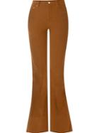 Amapô Velvet Flared Trousers, Women's, Size: 44, Brown, Cotton/spandex/elastane