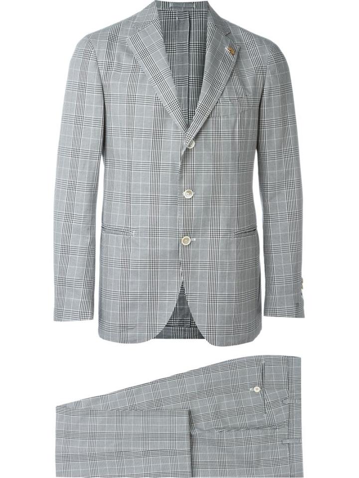 Gabriele Pasini Plaid Two-piece Suit, Men's, Size: 52, Black, Cotton/linen/flax/polyester/mohair