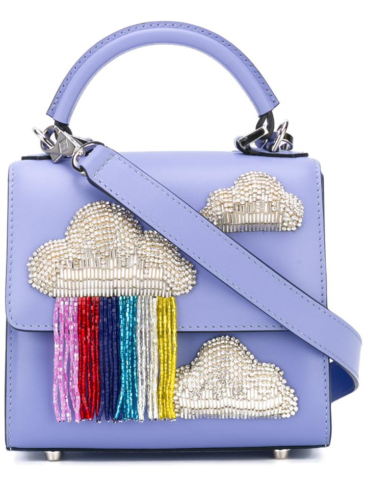 Les Petits Joueurs Clouds Appliqué Glittery Tote - Pink & Purple
