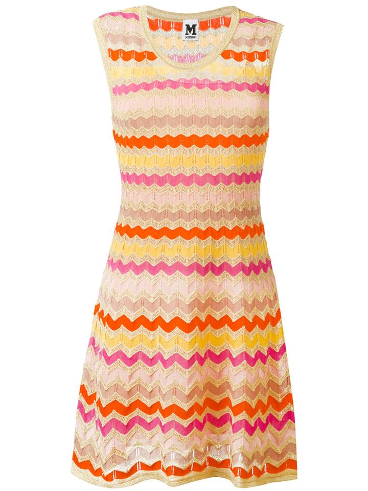 M Missoni Zig-zag Knitted Dress, Women's, Size: 46, Cotton/polyamide/metallic Fibre/cotton