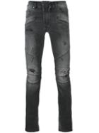 Pierre Balmain Ribbed Detailing Skinny Jeans, Men's, Size: 34, Black, Cotton/polyester