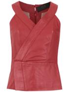 Clé Leather Top - Red
