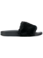 Marcelo Burlon County Of Milan Fur Strap Embellished Sandals - Black