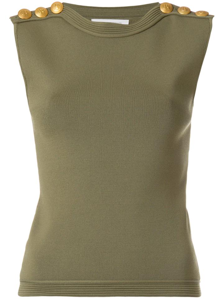Pierre Balmain Button Trim Top - Green