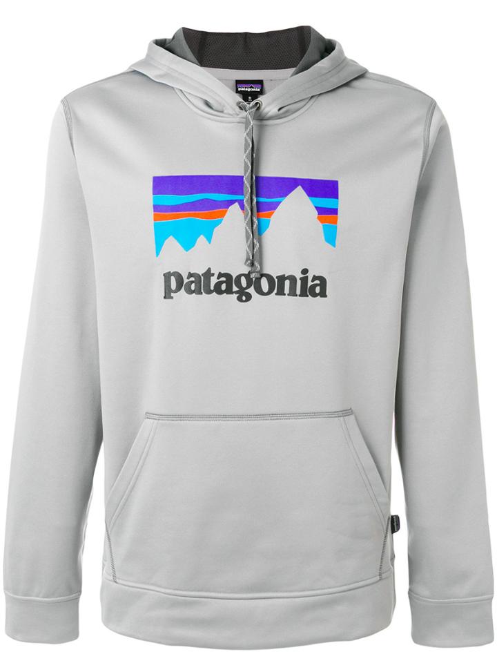 Patagonia Logo Print Hoodie - Grey