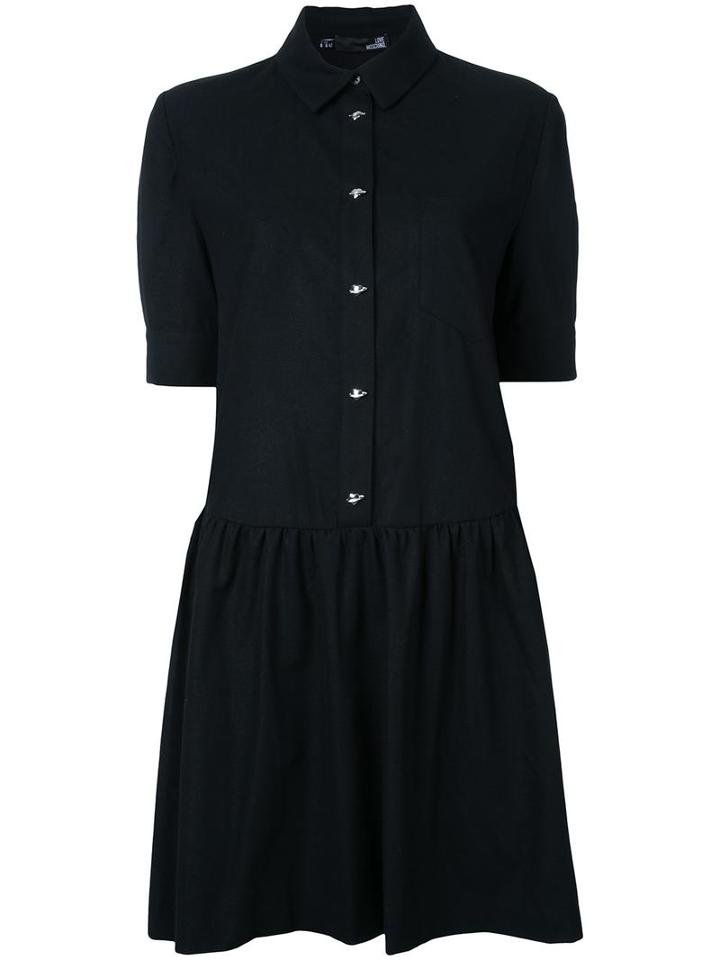 Love Moschino Flared Shirt Dress, Women's, Size: 48, Black, Polyester/spandex/elastane/viscose