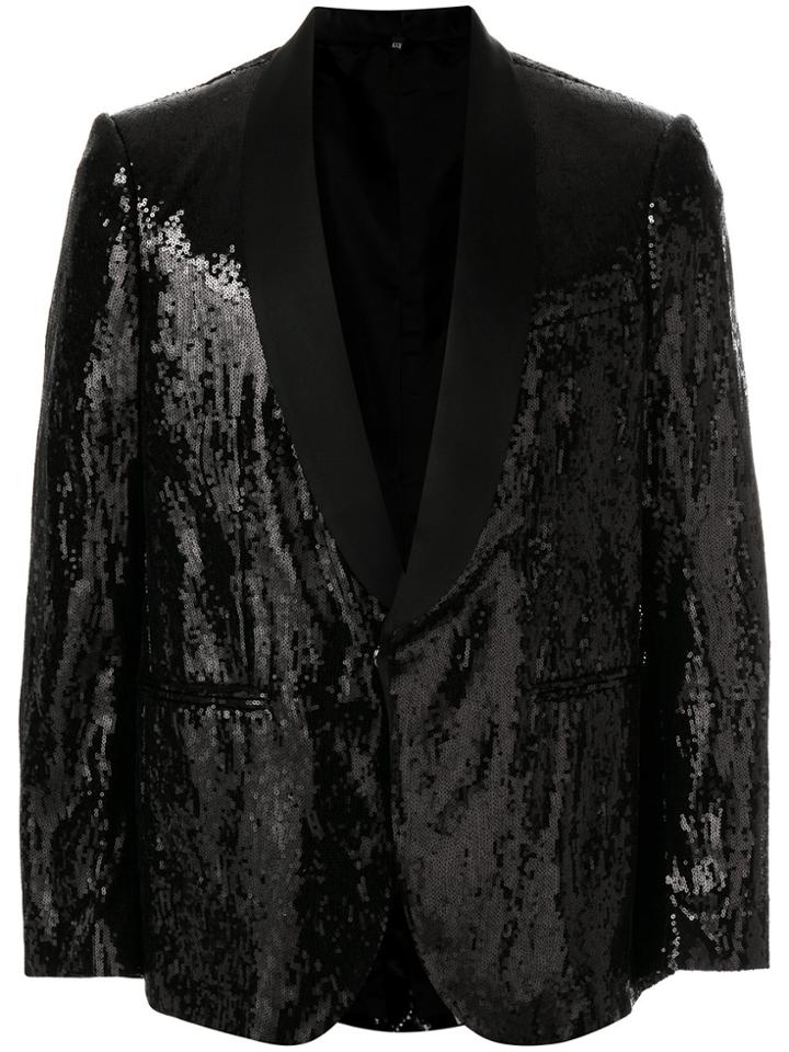 Christian Pellizzari Sequin Smoking Jacket - Black