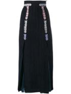 Peter Pilotto Velvet Stripe Midi Skirt, Women's, Size: 8, Blue, Cotton/ramie/polyamide/virgin Wool