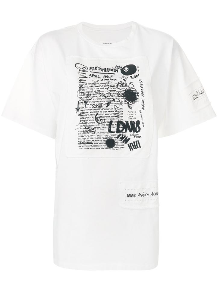 Mm6 Maison Margiela Scribble Patch T-shirt - White