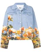 Msgm Floral Print Denim Jacket - Blue