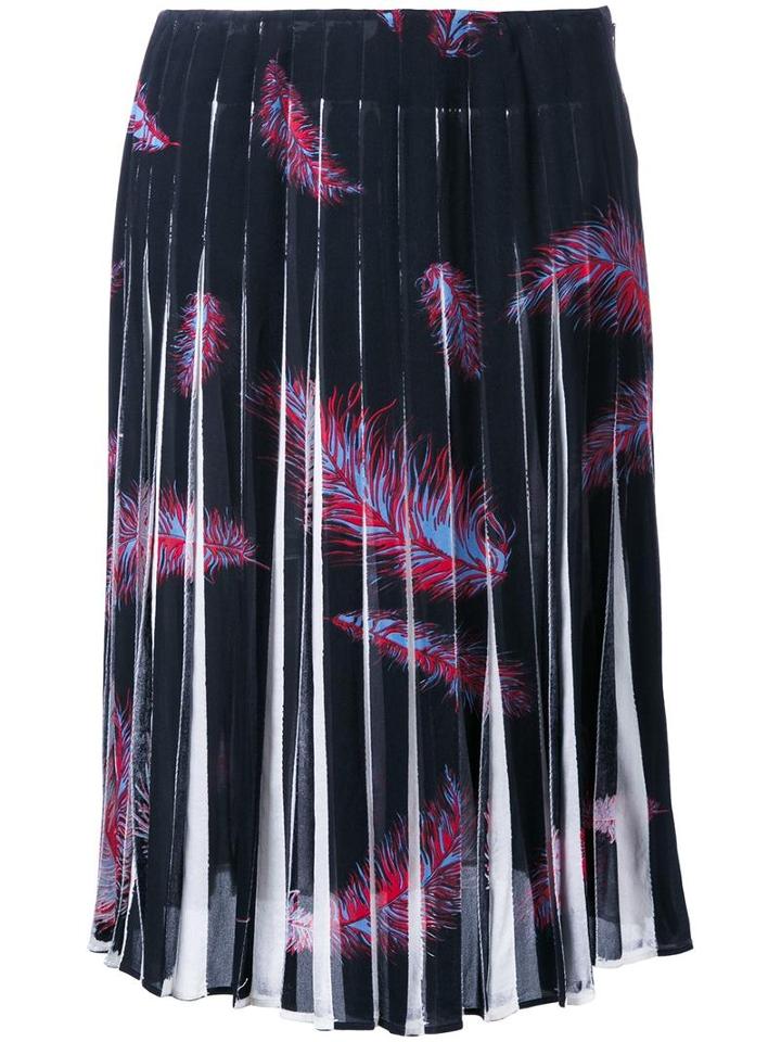 Emilio Pucci - 'feathers Print Crepe De Chine' Skirt - Women - Silk/spandex/elastane - 42, Black, Silk/spandex/elastane