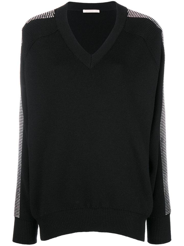 Christopher Kane Crystal V-neck Knit - Black