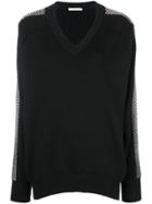 Christopher Kane Crystal V-neck Knit - Black
