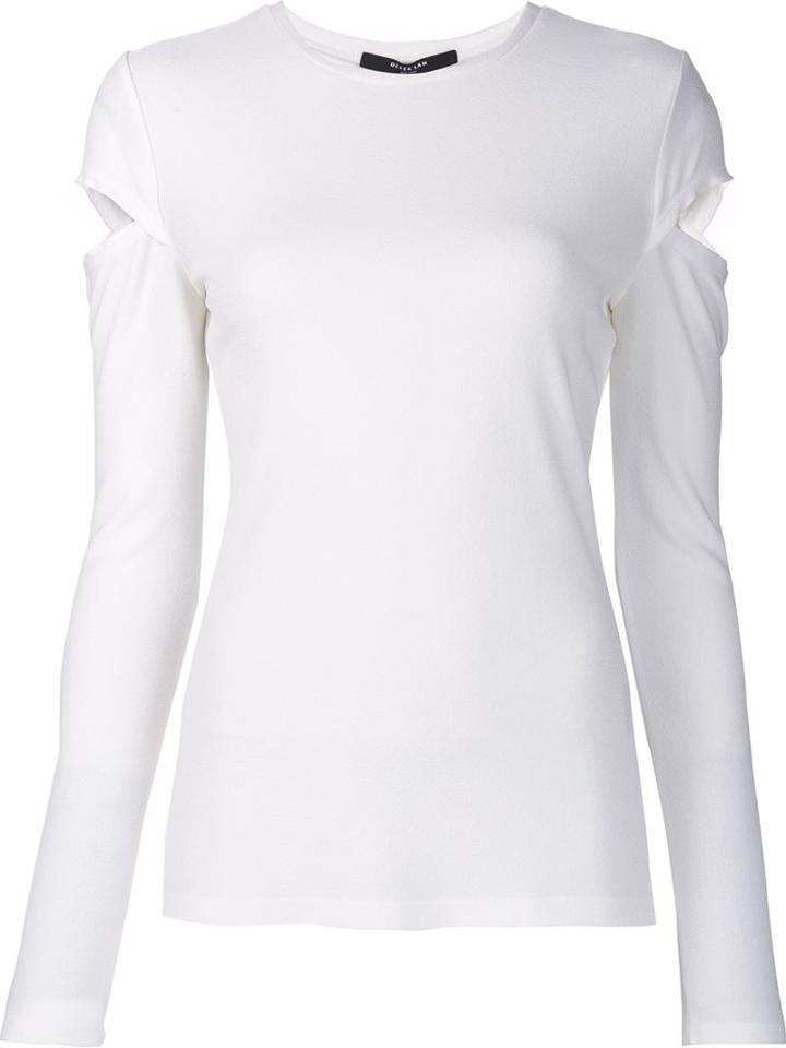 Derek Lam Cut Out Detail Long Sleeve Top, Women's, Size: 46, White, Virgin Wool/polyimide