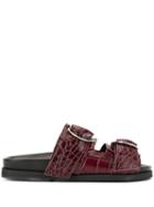 Ganni Buckle Strap Slippers - Red