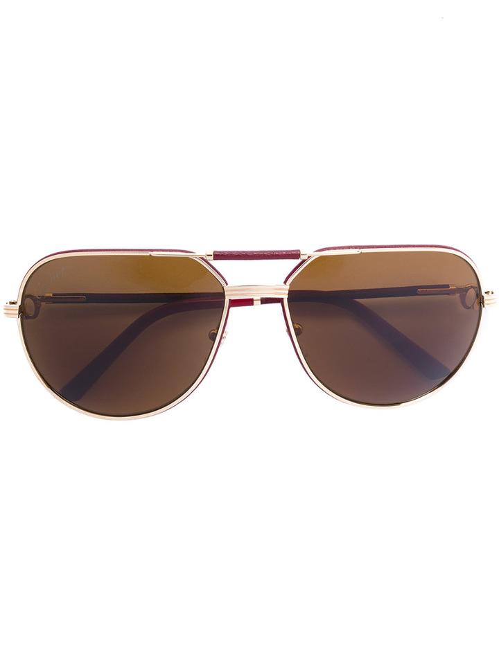 Cartier - Must Aviator Sunglasses - Men - Leather/acetate/metal - One Size, Nude/neutrals, Leather/acetate/metal