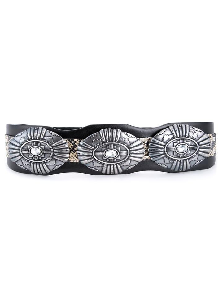 Toga Metal Buckle Belt, Women's, Black, Calf Leather/brass