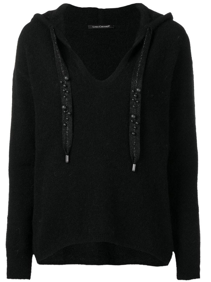 Luisa Cerano Embellished Drawstrings Jumper - Black