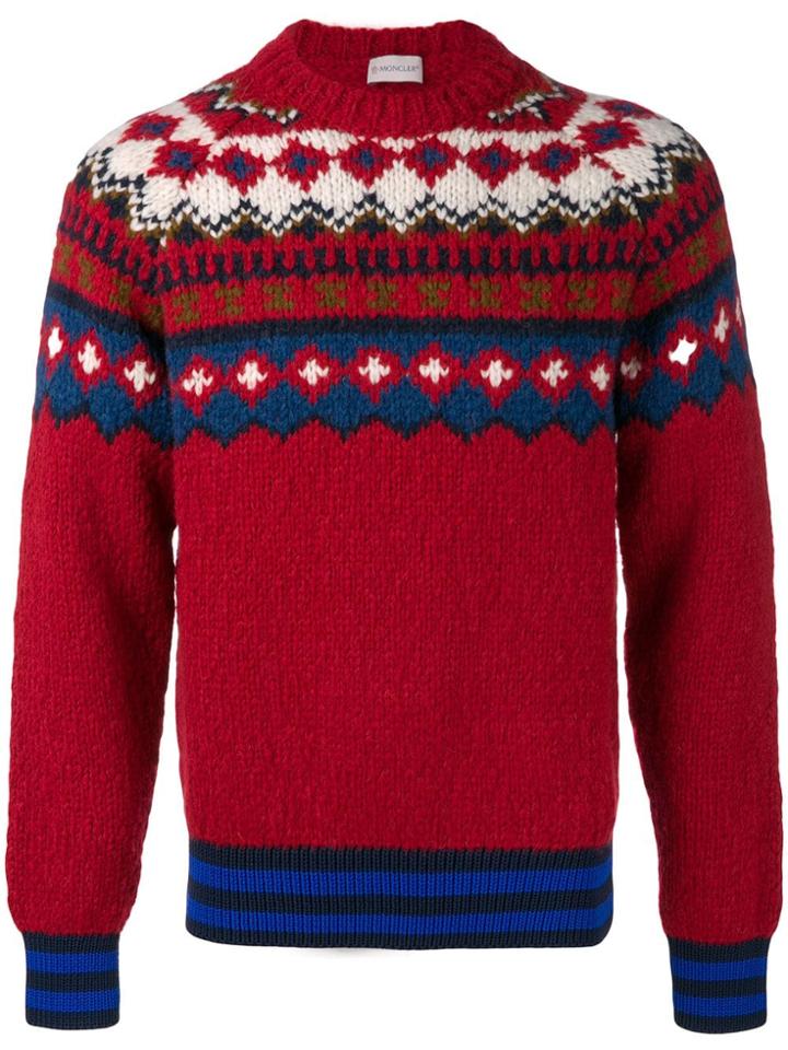 Moncler Intarsia Knit Jumper - Red