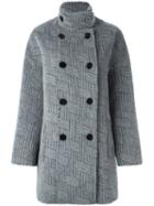 Kenzo 'ny Stripes' Coat, Women's, Size: 38, Grey, Cotton/polyamide/acetate/virgin Wool