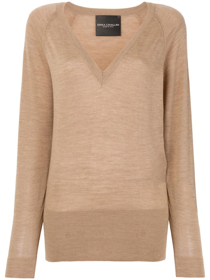 Erika Cavallini V-neck Jumper - Brown