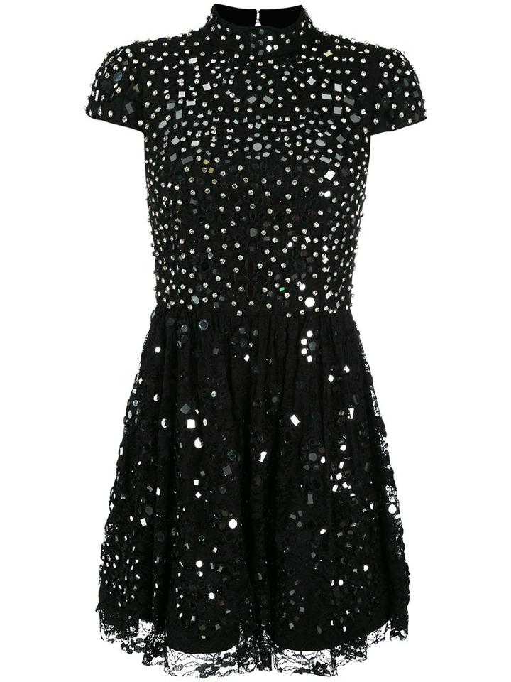 Alice+olivia Embellished Lace Dress, Women's, Size: 4, Black, Nylon/polyester/spandex/elastane